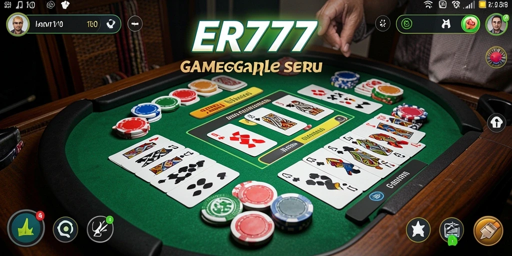 Screenshot utama ER777 menampilkan suasana permainan Gaple yang seru.