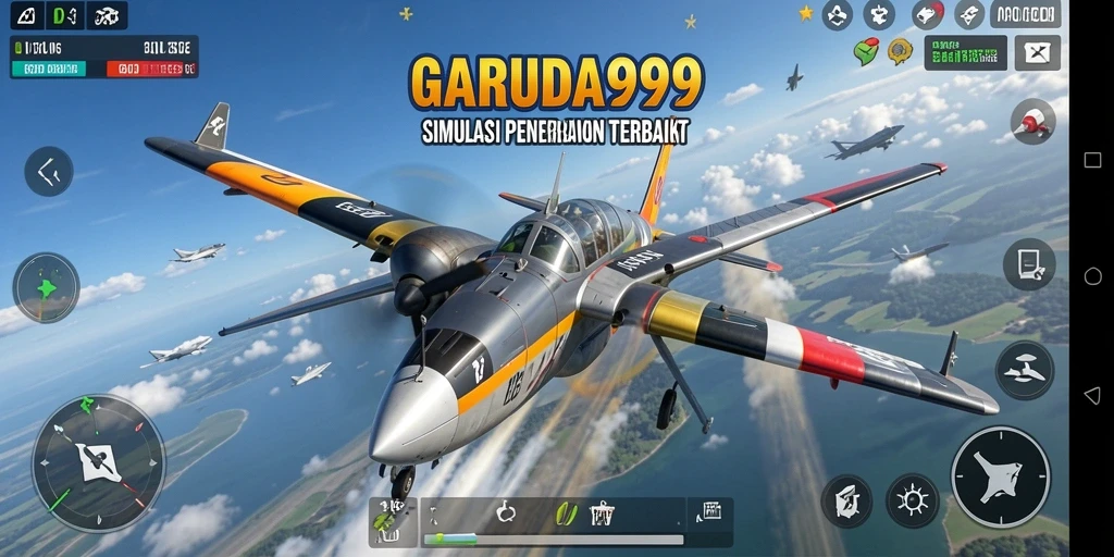 Gameplay GARUDA999 yang menampilkan simulasi penerbangan realistis dan mendebarkan.