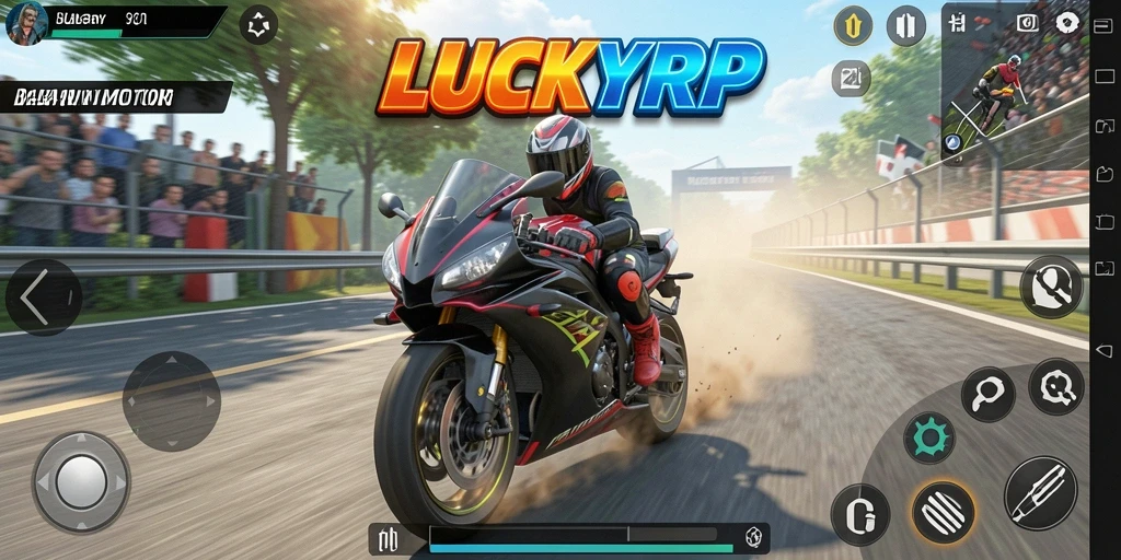 Tampilan gameplay balapan motor yang dinamis dan menegangkan.