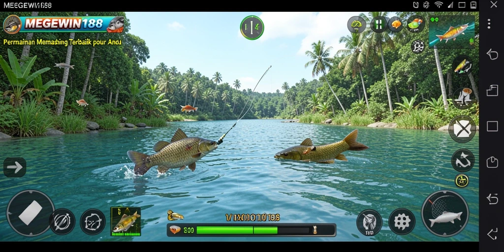 Screenshot gameplay MEGEWIN188 menampilkan serunya memancing ikan besar.