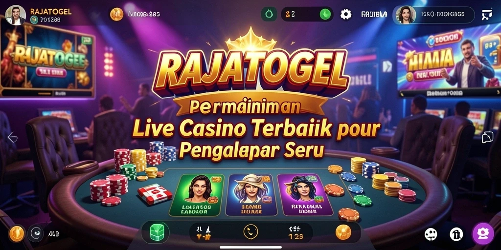 Screenshot gameplay RAJATOGEL yang menampilkan dealer live dan suasana kasino.