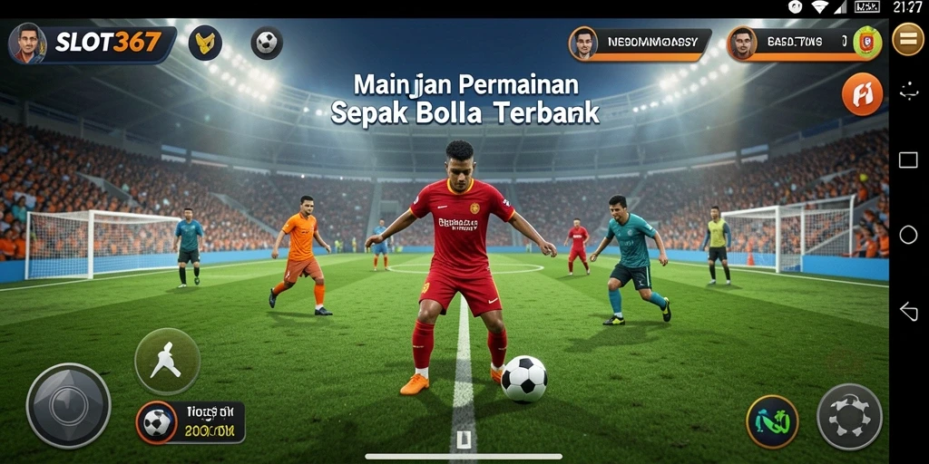 Tampilan gameplay menegangkan dalam SLOT367, penuh aksi sepak bola.