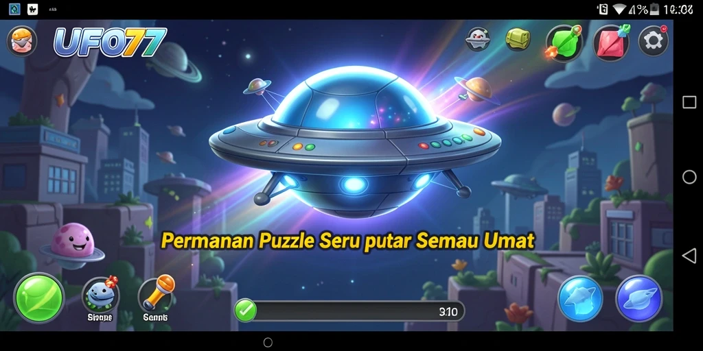Tangkapan layar utama dari gameplay menantang di UFO77.