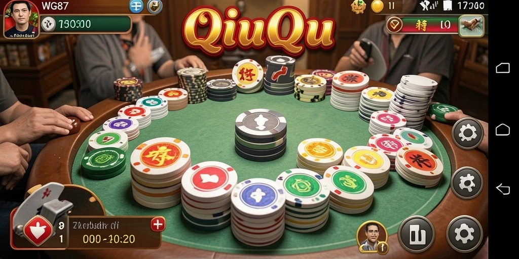 Screenshot gameplay WG87 yang menampilkan momen mendebarkan dalam QiuQiu.